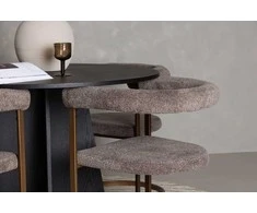 Venture Design Valgomojo stalo ir kėdžių komplektas Bootcut apvalus valgomojo stalas ir Morning valgomojo kėdė 110 cm juodas MDF faneruotė ir buklė
