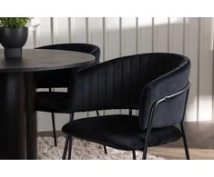Venture Design Valgomojo stalo ir kėdžių komplektas Olivia ir Selma 110 cm Juodas faneruotė Aksomas