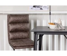 Venture Design Valgomojo stalo ir kėdžių komplektas Tempe valgomojo stalas ir Zizo valgomojo kėdė 80x80 cm juoda ruda MDF mikropluošto audinys