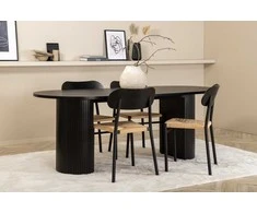 Venture Design Valgomojo stalo ir kėdžių komplektas Bianca ovalus valgomojo stalas ir Polly plieninė valgomojo kėdė 200x90x75 cm juoda
