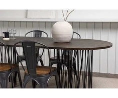 Venture Design Valgomojo stalo ir kėdžių komplektas Stone Oval ir Tempe 220x100 cm juoda ruda MDF metalas
