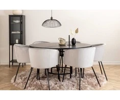 Venture Design Valgomojo stalo ir kėdžių komplektas Kopenhaga 140x74 cm Juodas aksomas