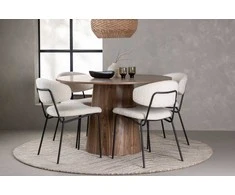 Venture Design Valgomojo stalo ir kėdžių komplektas Lanzo valgomojo stalas ir Chico valgomojo kėdė 120 cm natūrali juoda balta MDF plienas