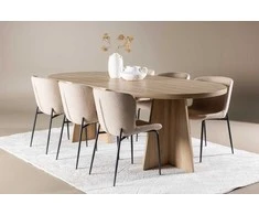 Venture Design Valgomojo stalo ir kėdžių komplektas Bootcut valgomojo stalas ir Modesto valgomojo kėdė 230x115 cm balta