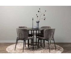 Venture Design Valgomojo stalo ir kėdžių komplektas Kopenhaga ir Modesto 115 cm Juoda Pilka MDF Metalas