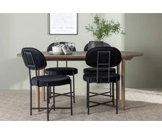 Venture Design Valgomojo stalo ir kėdžių komplektas Andy ir Stella 180x75 cm Juodas MDF Aksomas