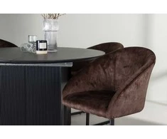 Venture Design Valgomojo stalo ir kėdžių komplektas Matilda valgomojo stalas ir Evening valgomojo kėdė 130 cm juoda ruda audinys