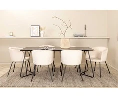 Venture Design Valgomojo stalo ir kėdžių komplektas Petra valgomojo stalas 190x90x75 cm juodas aksomas