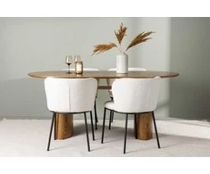 Venture Design Valgomojo stalo ir kėdžių komplektas Isolde valgomojo stalas ir Edina valgomojo kėdė 140x75 cm juoda balta