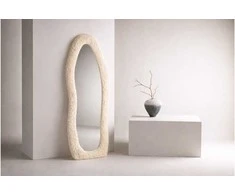 Venture Design Veidrodis Mirza 160x60 cm Smėlio spalvos dirbtinis kailis