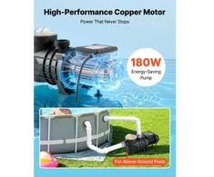 Vevor Baseino siurblys, 180W, maksimali srovė 10,800 L/h