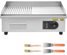 Vevor Elektrinė grilinė 53,5x30 cm nerūdijantis plienas pusiau grublėta pusiau lygi
