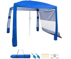 VEVOR Paplūdimio pavėsinė su šonine siena, 2.4 x 2.4 m