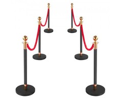 Vevor Stulpelių rinkinys, 6 dalių minios kontrolės barjeras, 320x945 mm, juoda, nerūdijantis plienas