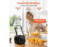 VEVOR Virtuvinis blenderis su ekranu 2L, 2200W, juodas