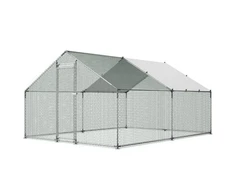 Vevor Vištidė 3x4x2 m metalinė įėjimo su vandeniui atspariu uždengimu