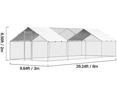 VEVOR Didelė metalinė vištidė 3 x 8 x 2 m