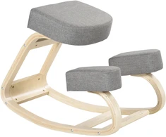 Vinsetto kelių kėdė, ergonomiška kėdė, minkšta kėdė sveikai laikysenai, beržo mediena, keliamoji galia 120 kg, pilka