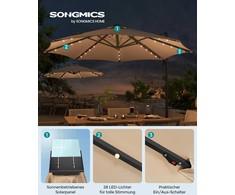 Songmics Saulės skėtis, 300 cm, Rudas