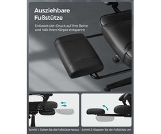 Songmics Biuro kėdė su kojų atrama ir juosmens pagalvėle, keliamoji galia iki 150 kg