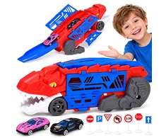 Jokomisiada 2-in-1 foldable DINOSAUR car and garage launcher + signs and springs ZA6616