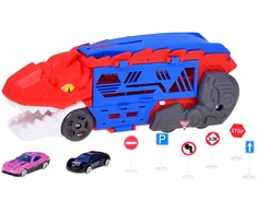 Jokomisiada 2-in-1 foldable DINOSAUR car and garage launcher + signs and springs ZA6616