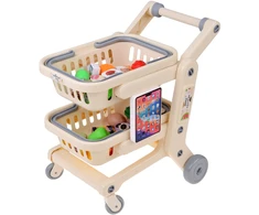 Jokomisiada 2-in-1 Kids’ Shopping Cart with Interactive Planšetė, Baskets and Play Food ZA6346