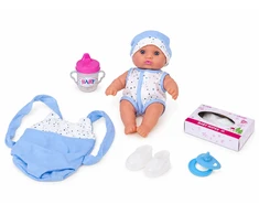 Jokomisiada 20 cm Baby Doll in a Carrier with Pacifier, Bottle and Accessories ZA6332