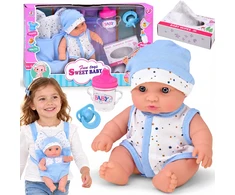 Jokomisiada 20 cm Baby Doll in a Carrier with Pacifier, Bottle and Accessories ZA6332