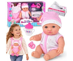 Jokomisiada 20 cm Baby Doll in a Carrier with Pacifier, Bottle and Accessories ZA6332