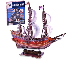 Jokomisiada 3D dėlionės laivas Golden Hind laivas 108 dalių erdvinė dėlionė ZA2600