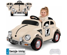 Jokomisiada Baterija-powered car for children, beige retro, rocking effect, PA0349