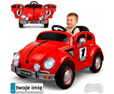 Jokomisiada Baterija-powered car for children, red retro, rocking effect, PA0349
