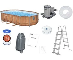 Bestway karkasinis baseinas 610x366x122 lenta 10in1 pompa kopėčios + LED 56719