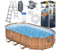 Bestway karkasinis baseinas 610x366x122 lenta 10in1 pompa kopėčios + LED 56719