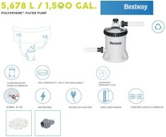 Bestway Smėlio siurblys baseinui, talpa 5678 l/h 58870
