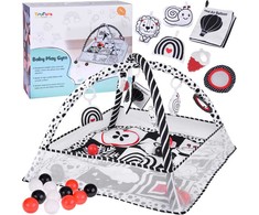 Jokomisiada Contrasting educational mat playpen + balls rustling book ZA5826