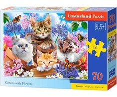 Castorland Dėlionė 70 vnt. - Kačiukai su gėlėmis