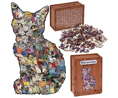 Dėlionė Jokomisiada Wooden puzzle CAT 2 in 1 Piggy bank with cross - VINTAGE A3 195pcs ZA6553