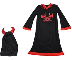 Jokomisiada Devil Costume for a Boy – Juodas Robe and Hood with Horns, Size L