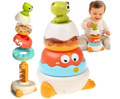 Jokomisiada Dinosaur Sensory Stacking Tower for Children – Rattle and Puzzle ZA6584