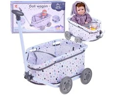 Jokomisiada Doll and Teddy Stroller with Handle – Adorable Pull-Along Wagon ZA5919