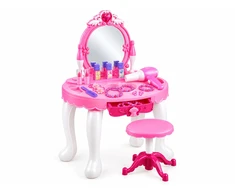 Jokomisiada Dressing table with LED mirror and chair + hairdryer, cosmetics, jewelry ZA6594