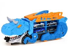 Jokomisiada Foldable car 2 in 1 DINOSAUR garage eats vehicles + signs and springs ZA6595