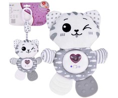 Jokomisiada 3-in-1 rattle teether Interactive playing plush pendant CAT ZA5288