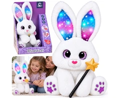 Jokomisiada Interactive Baltas Plush Rabbit 30 cm Dancing Light-Up Musical Magic Wand ZA6329