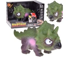 Jokomisiada Interactive Rubber Triceratops Dinosaur Figurine with Roaring Sound ZA5726
