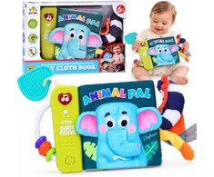 Jokomisiada Interactive Sensory Book with Elephant, Animals, Melodies and Teether ZA6347
