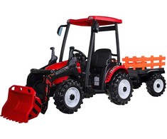 Jokomisiada Large electric TRACTOR battery operated for children trailer bucket PA0320