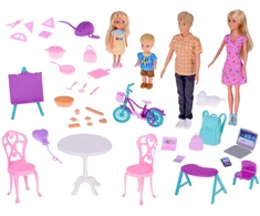 Jokomisiada Large set of doll family parents + children small dolls accessories ZA5421